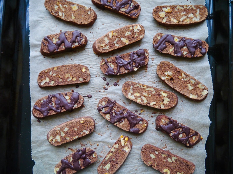 Easy Gluten-free Chocolate Biscotti free from refined sugar (sweetened with stevia) and packed with crunchy walnuts! - Nourish Everyday