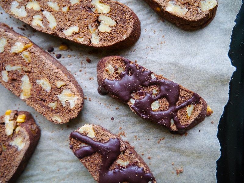 Easy Gluten-free Chocolate Biscotti, kept refined sugar free sweetened with stevia. So yum! - Nourish Everyday