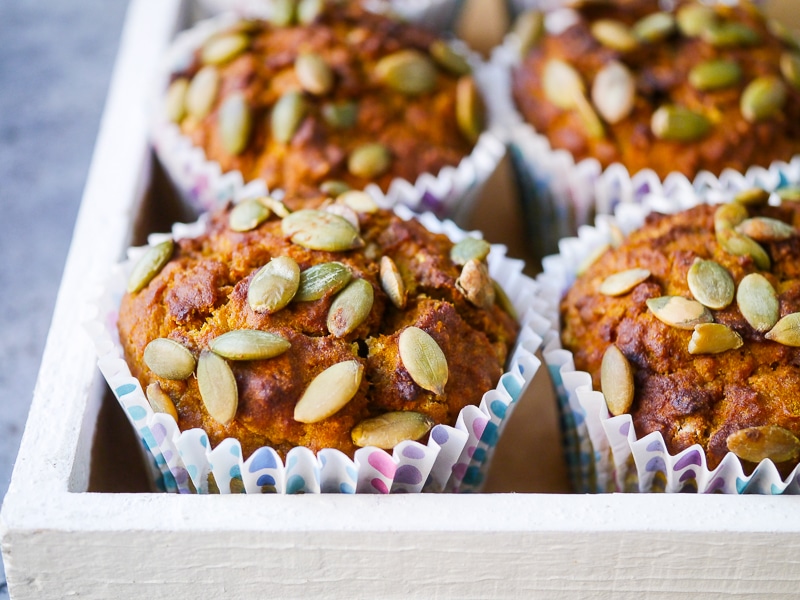 Gluten free oat and honey pumpkin muffins made with simple natural ingredients. Easy to make, the perfect healthy snack, nut free and dairy free too.